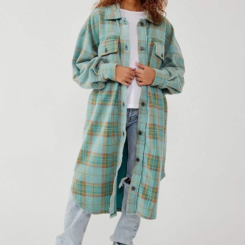 We The Free - Oversized Plaid Shirt Jacket